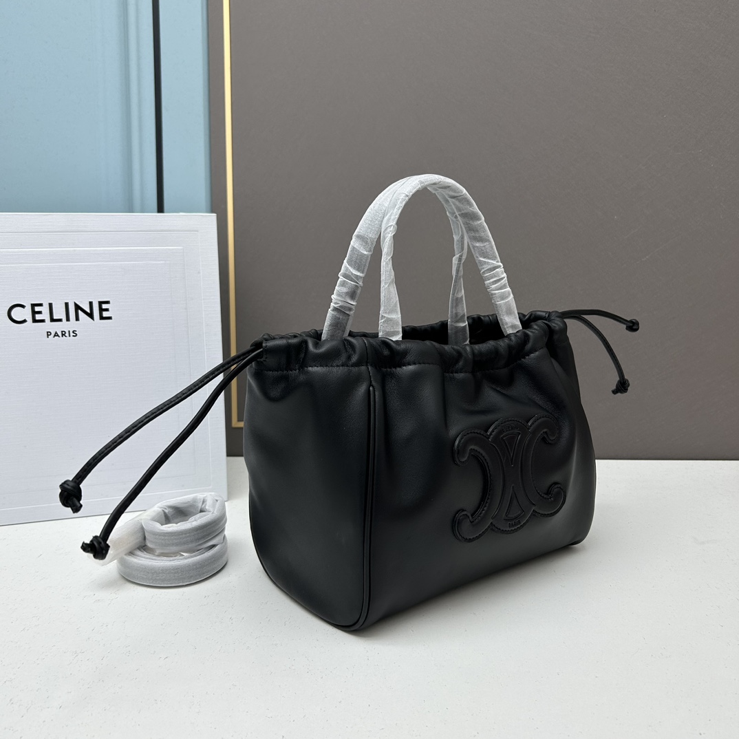 1010 CELINE｜小号光滑牛皮革抽绳包最新MINI CUIR CABAS 早春新品