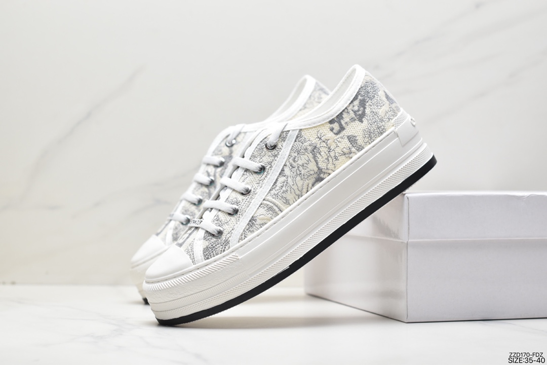 DIOR Walkn'Dior cotton high-top embroidered fashion sneakers