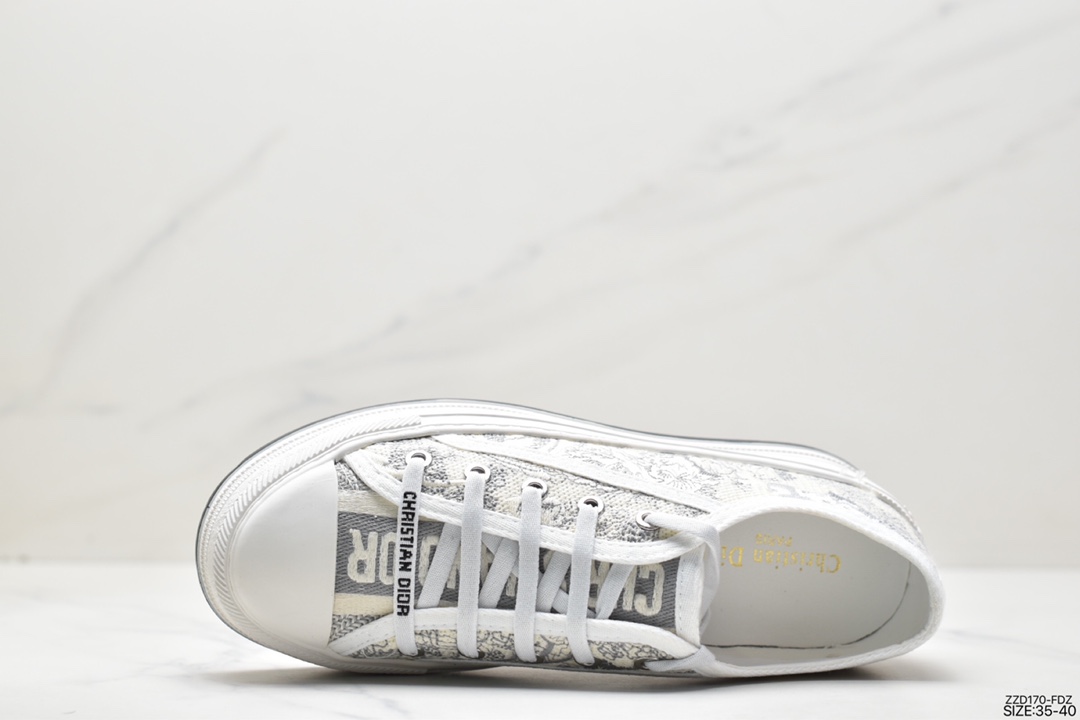 DIOR Walkn'Dior cotton high-top embroidered fashion sneakers