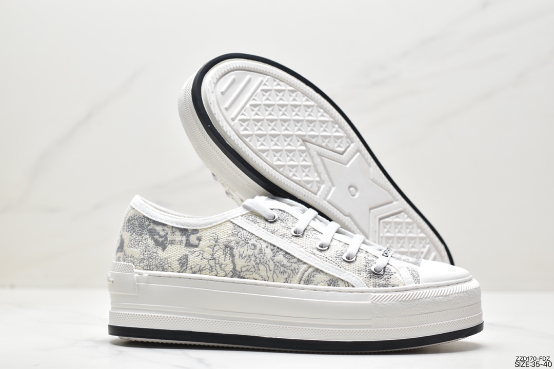 DIOR Walkn'Dior cotton high-top embroidered fashion sneakers