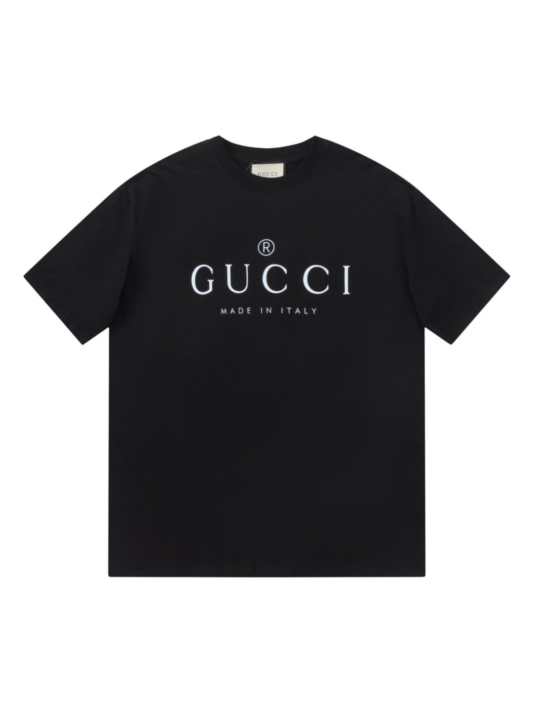 Camiseta de manga corta de alta calidad FG GUCCI/Gucci con logo impreso, tela de doble hilo de 260g, tejido de canalé d…