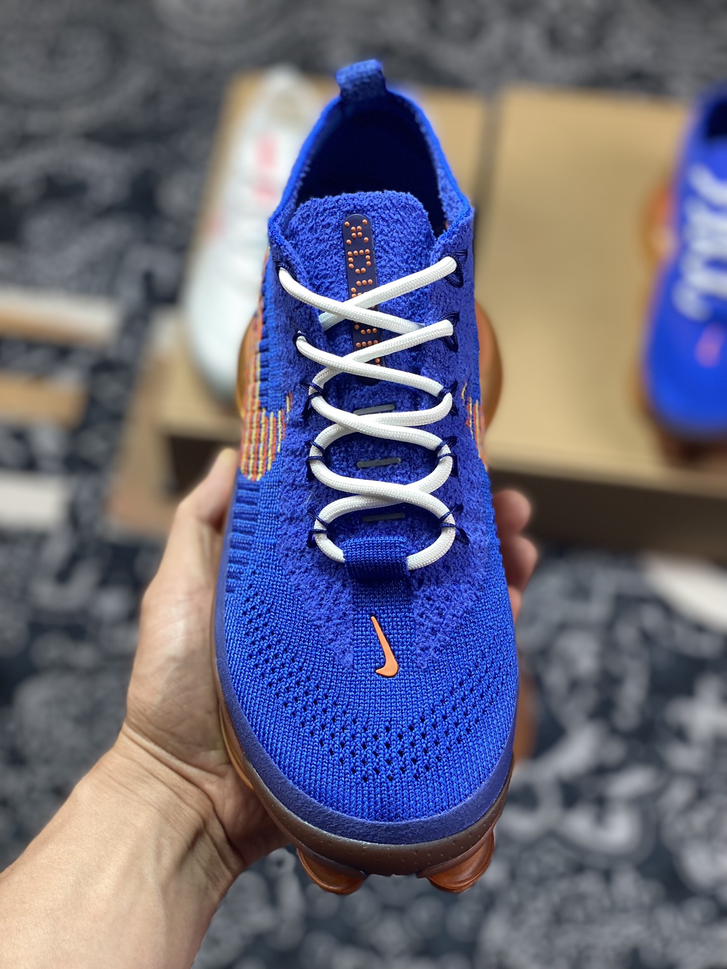 Nike Air Max Scorpion Flyknit SE ”M. Frank Rudy” Scorpio series running shoes ”knitted Knicks royal blue and orange” DX4768-400