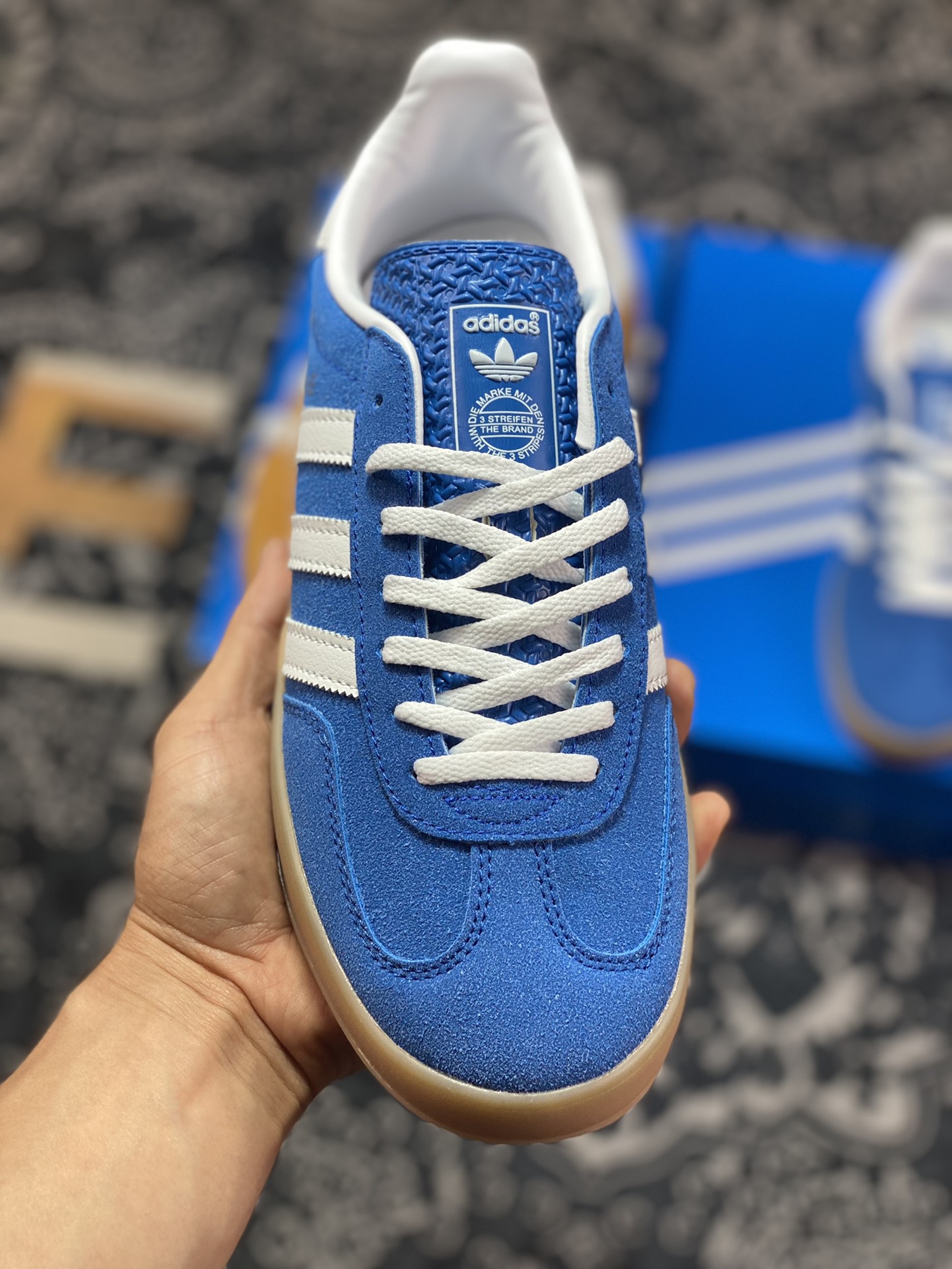 Adidas Gazelle Indoor Trainers low-top retro sneakers ”Royal Blue and White Rubber Sole” HQ8717