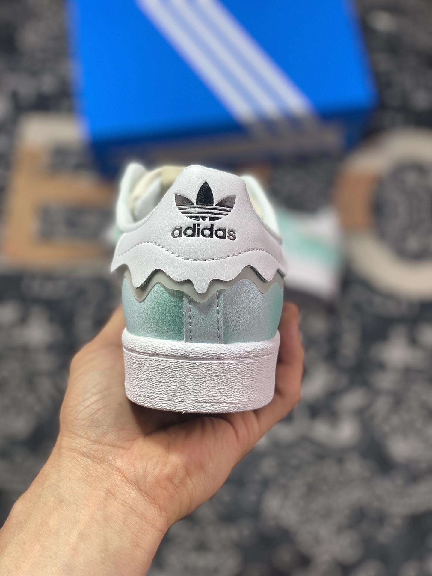 Adidas Originals Superstar ”Sail/Green/Lace” shell toe series low-top sneakers ”off-white green lace ice cream ribbon” GW4441