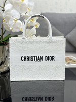 Dior Book Tote Handbags Tote Bags Gold White Embroidery Lace