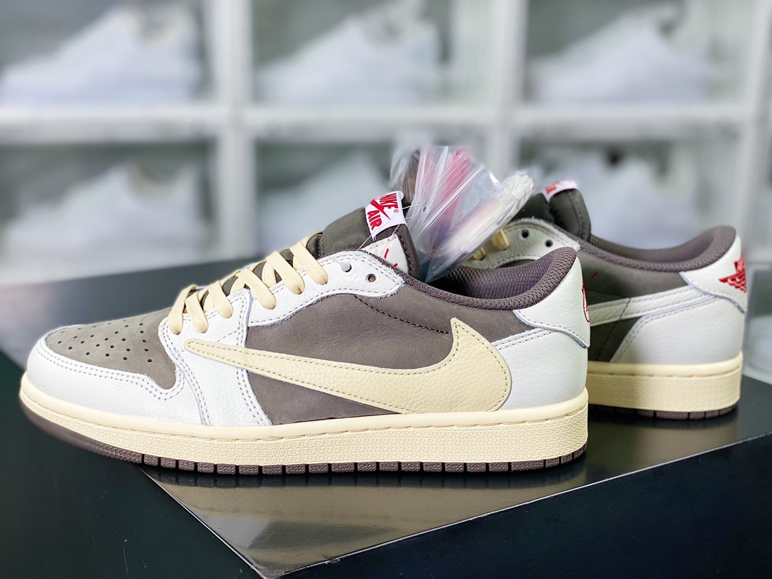 400 Travis Scott x 【Nike】 Wmns Air Jordan 1 Low OG"Olive"AJ1乔丹一代篮球鞋“TS联名反转摩卡棕白3.0倒钩”DM7866-162