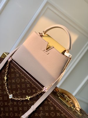 Louis Vuitton LV Capucines Bags Handbags Apricot Color Polishing Chains M22375