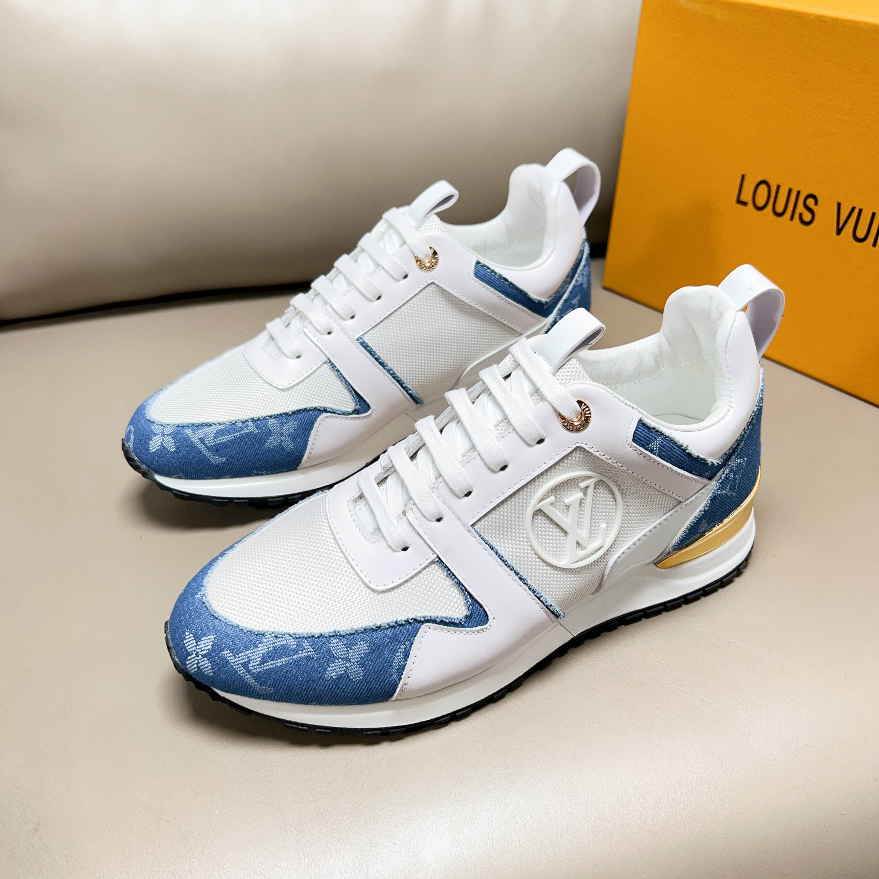Louis Vuitton Run Away Pulse Sneakers White Blue LV Monogram Couple Shoes 2 a1683187568691 4142