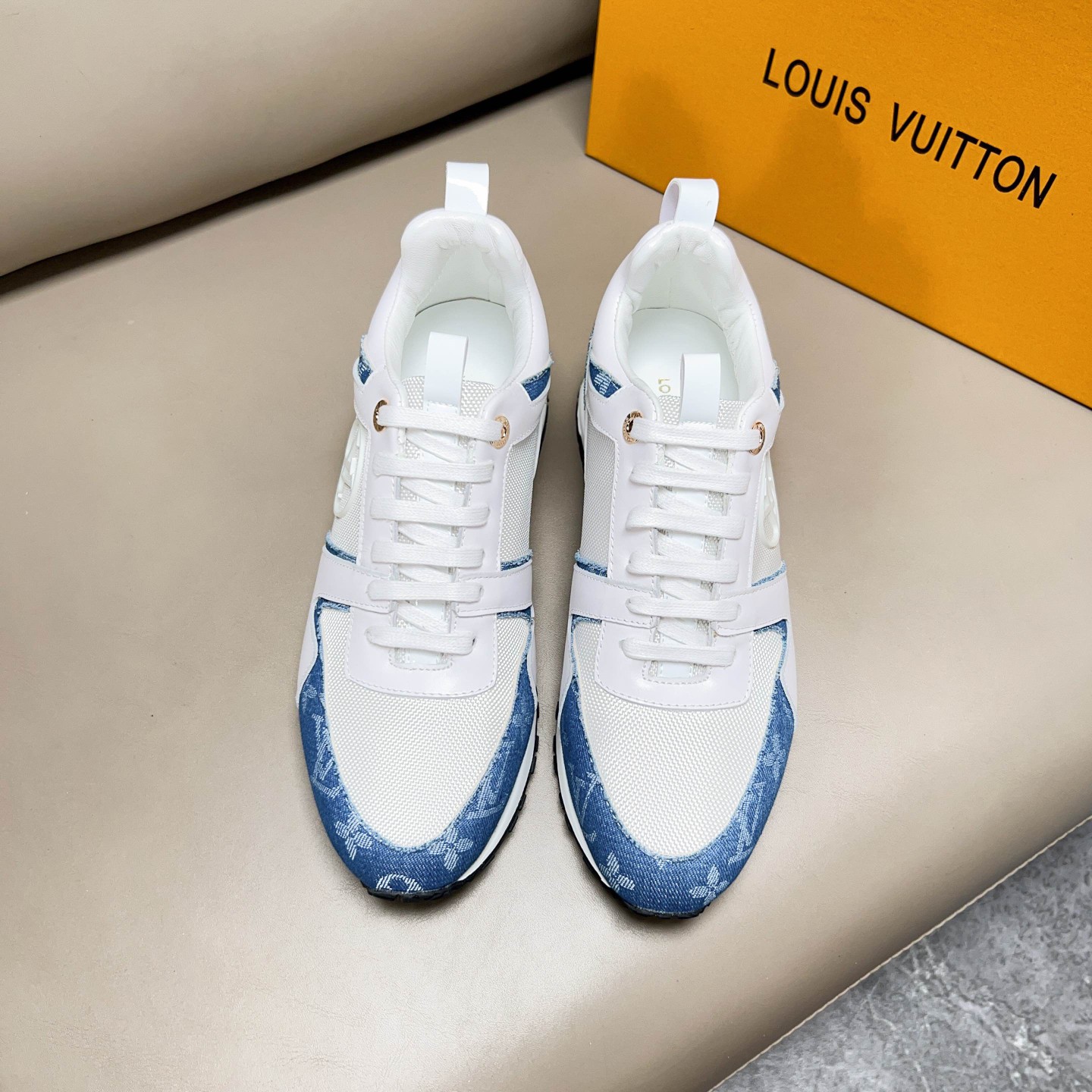 Louis Vuitton Run Away Pulse Sneakers White Blue LV Monogram Couple Shoes 3 a1683187568763 8304