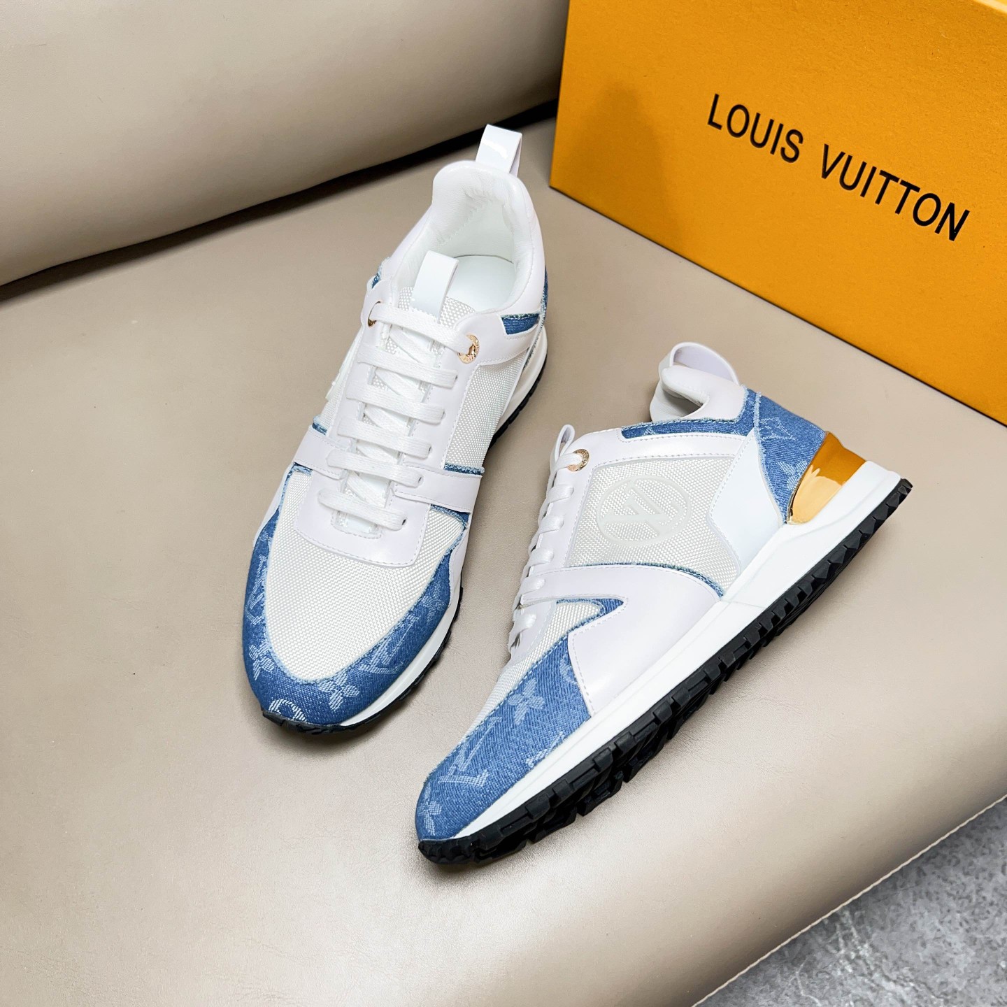 Louis Vuitton Run Away Pulse Sneakers White Blue LV Monogram Couple Shoes 4 a1683187568831 2066