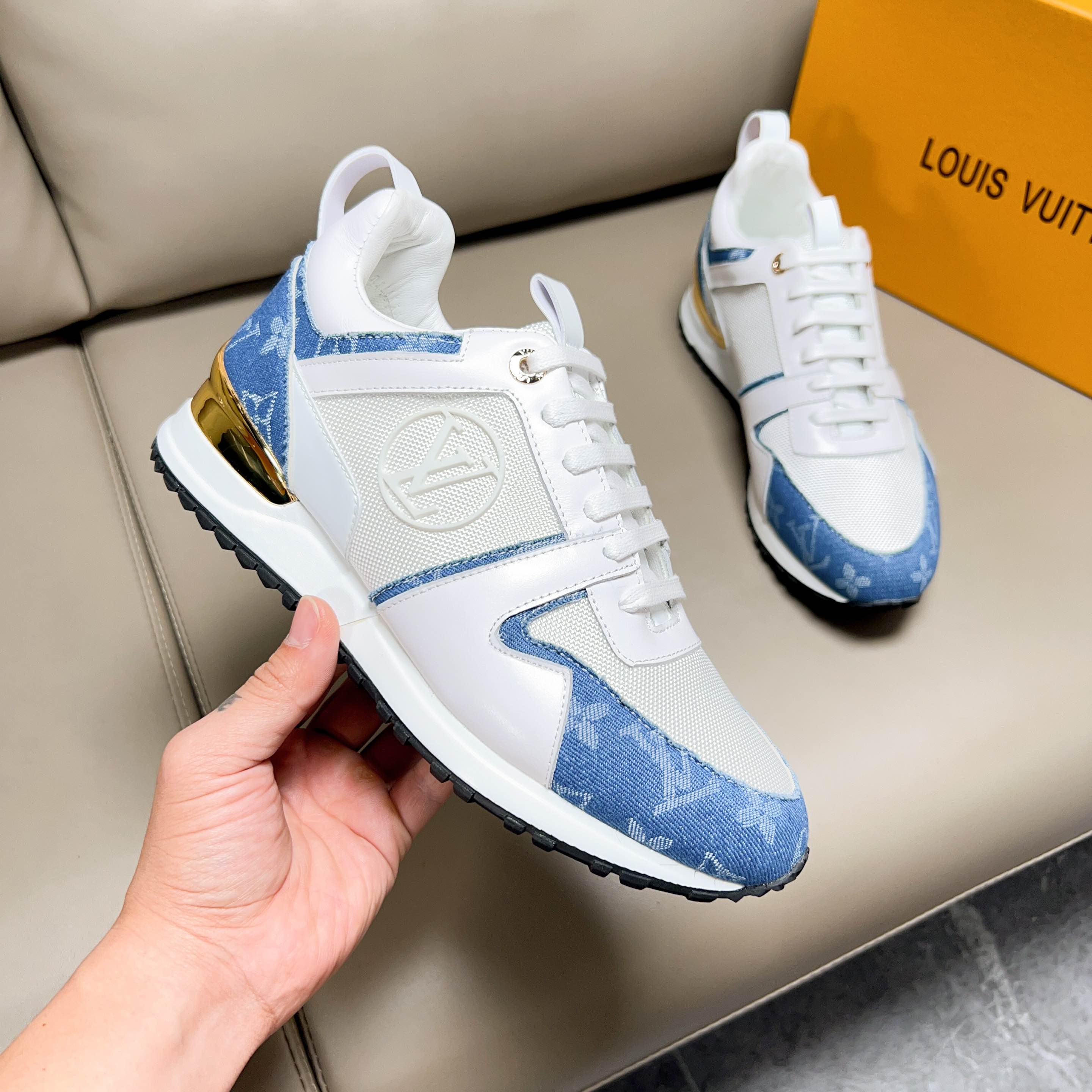 Louis Vuitton Run Away Pulse Sneakers White Blue LV Monogram Couple Shoes 5 a1683187568832 0583