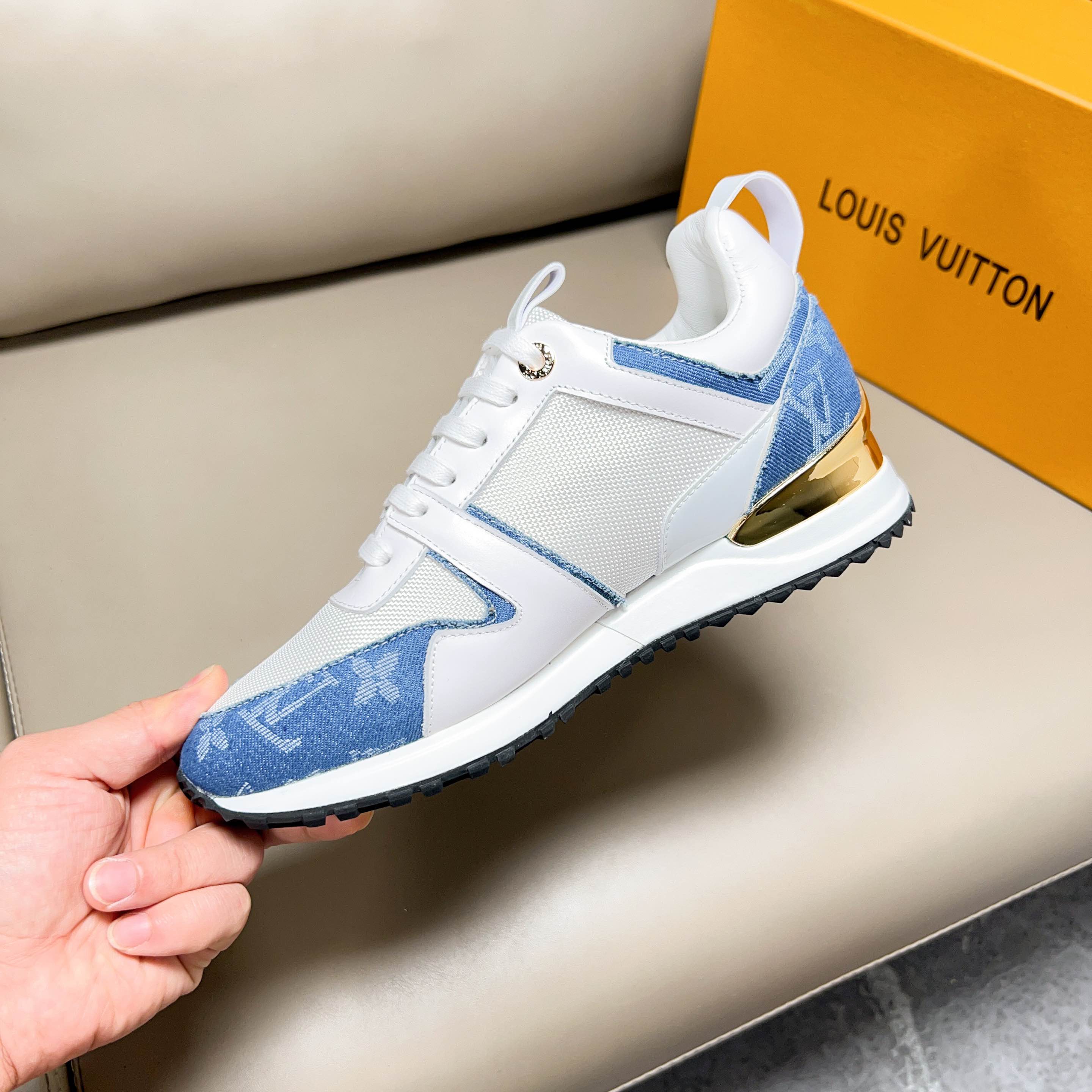 Louis Vuitton Run Away Pulse Sneakers White Blue LV Monogram Couple Shoes 7 a1683187568835 7533