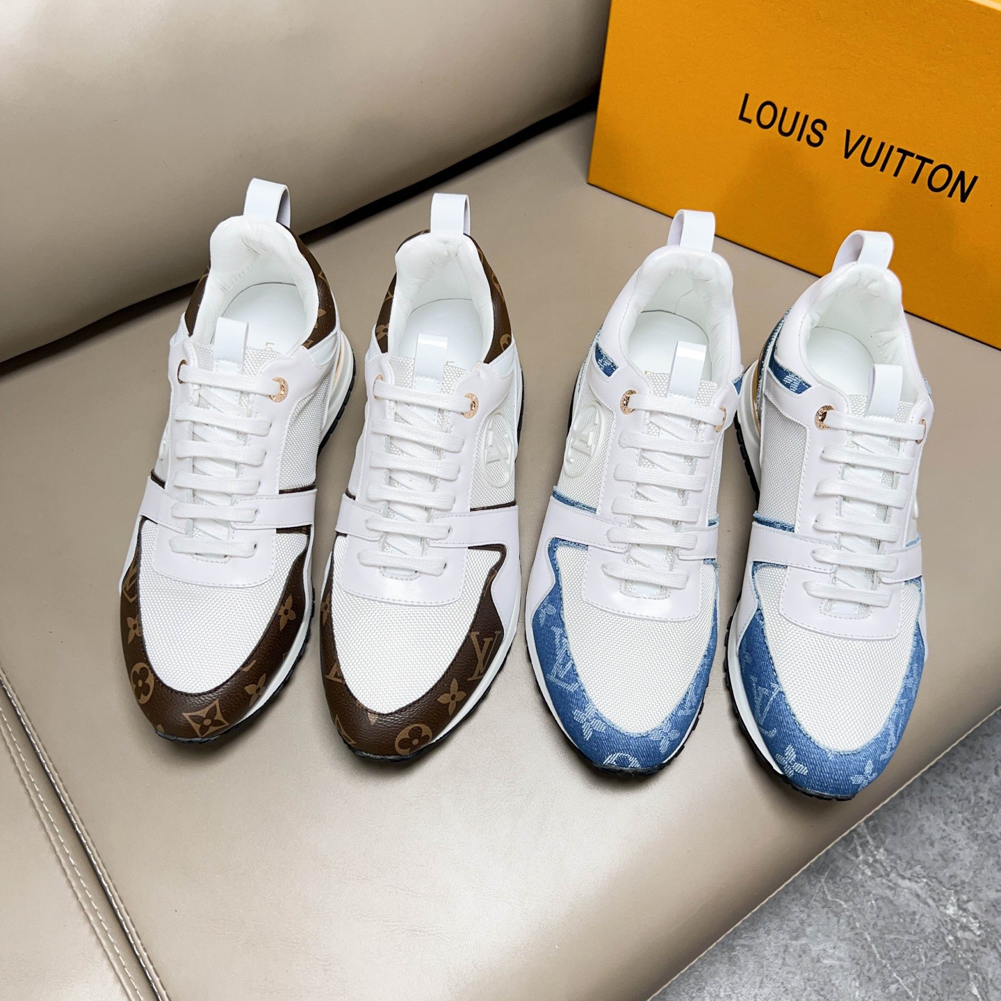 Louis Vuitton Run Away Pulse Sneakers White Blue LV Monogram Couple Shoes 10 a1683187568908 2737