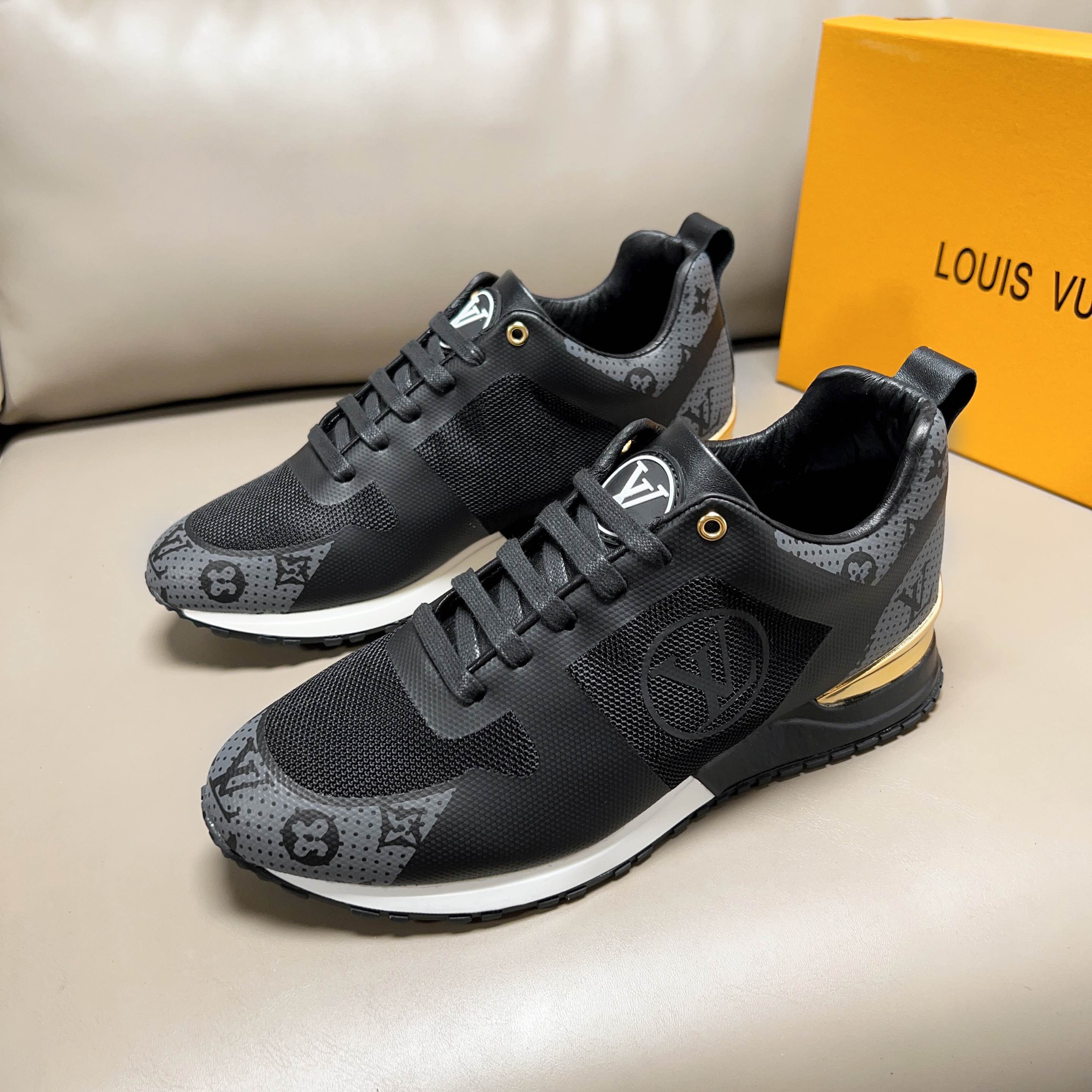 Louis Vuitton Men's Run Away Pulse Sneaker in Black Monogram
