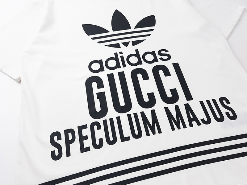 160 古驰/Gucci 夏季新款 GucciAdidas联名三叶草徽标字母印花圆领短袖T恤