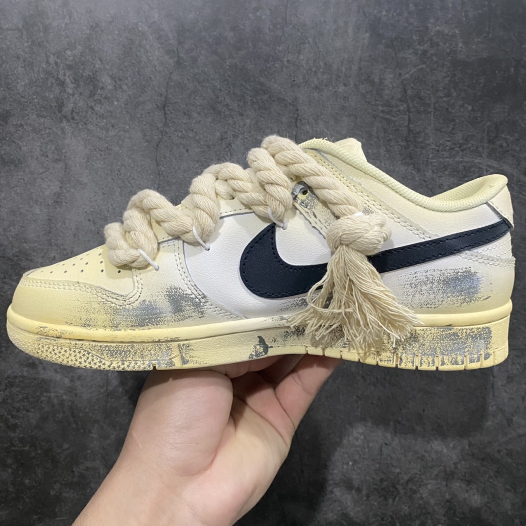 360  Nike Dunk Low"WhiteSail' 热浪制造 氧化做旧麻绳绑带浸染沙漠低帮板鞋女款米白色 DD1503-121