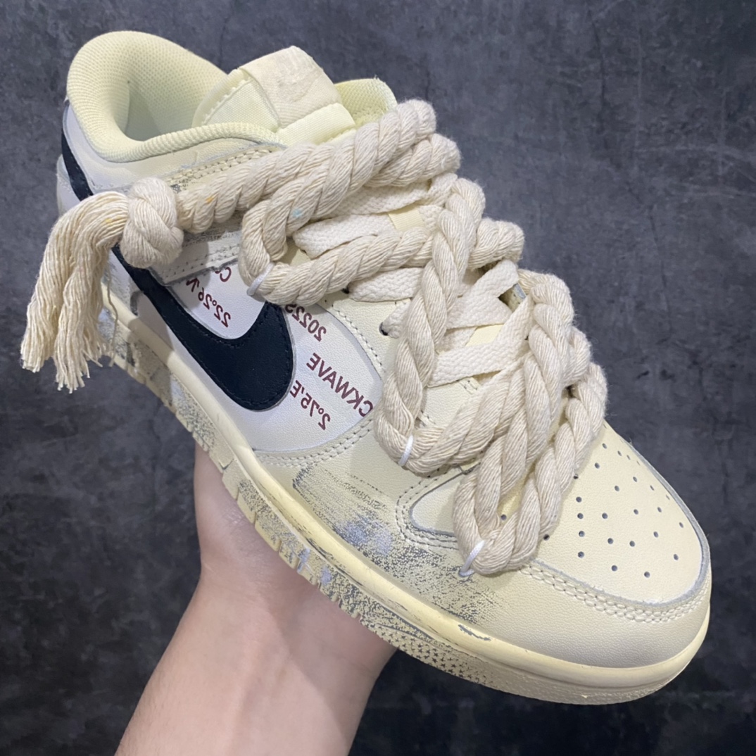 360  Nike Dunk Low"WhiteSail' 热浪制造 氧化做旧麻绳绑带浸染沙漠低帮板鞋女款米白色 DD1503-121