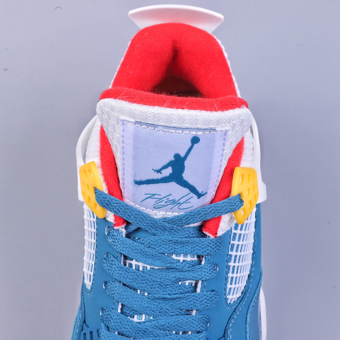 Little Green x Air Jordan AJ4 Retro Blue, White and Red Suede Unit-01 DR6925-400