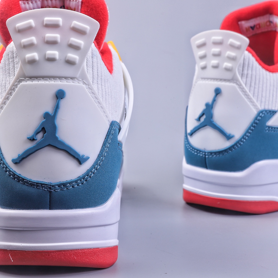 Little Green x Air Jordan AJ4 Retro Blue, White and Red Suede Unit-01 DR6925-400