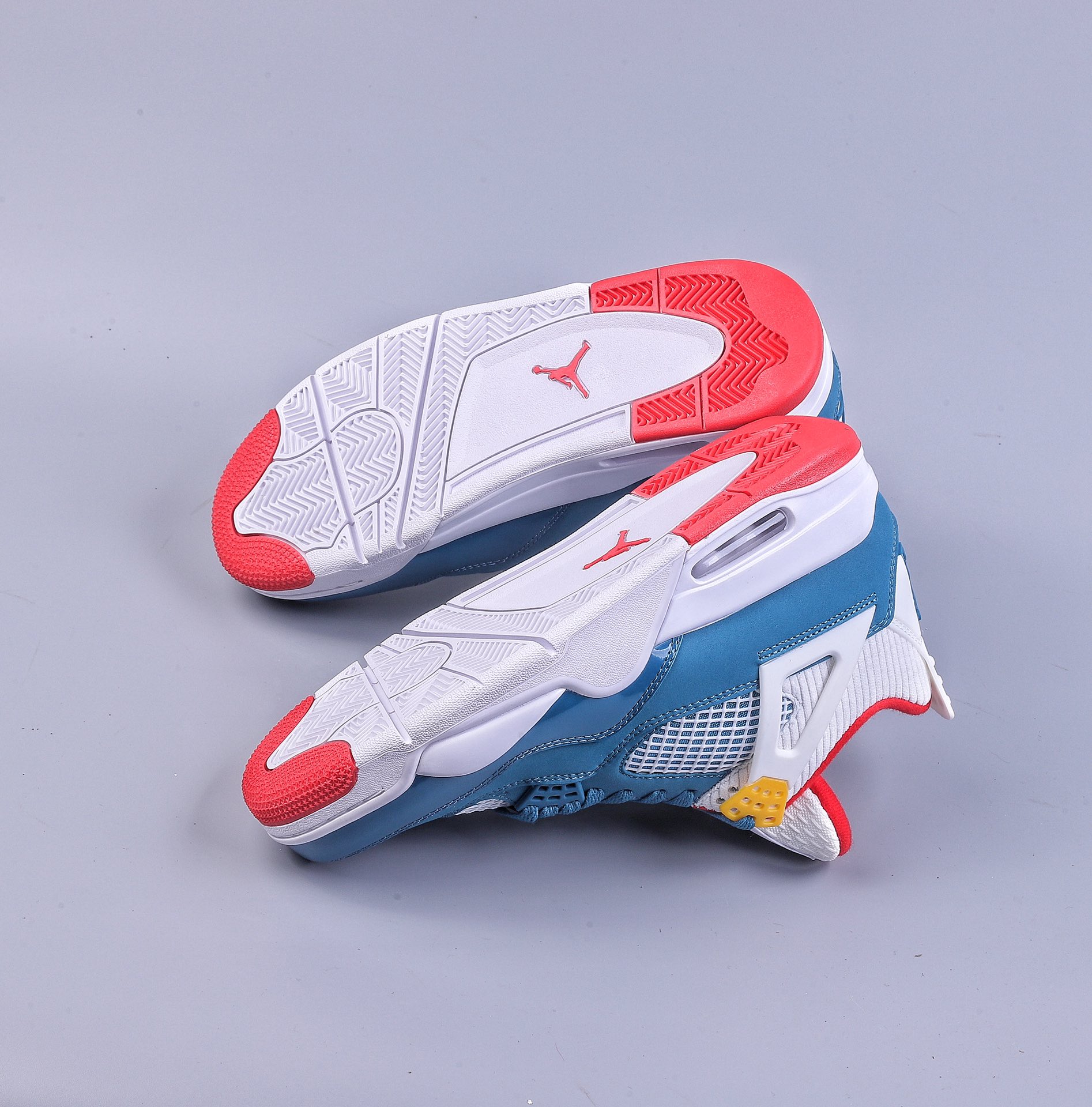 Little Green x Air Jordan AJ4 Retro Blue, White and Red Suede Unit-01 DR6925-400