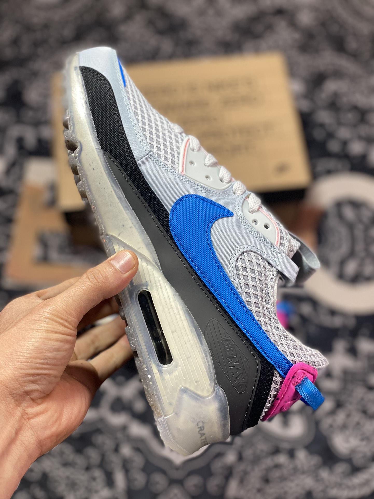 Nike Air Max Terrascape 90 ”ACG Miami” Mountain Terrain Series Classic Running Shoes ”Oxford Cloth Gray Black Blue Purple” DM0033-004