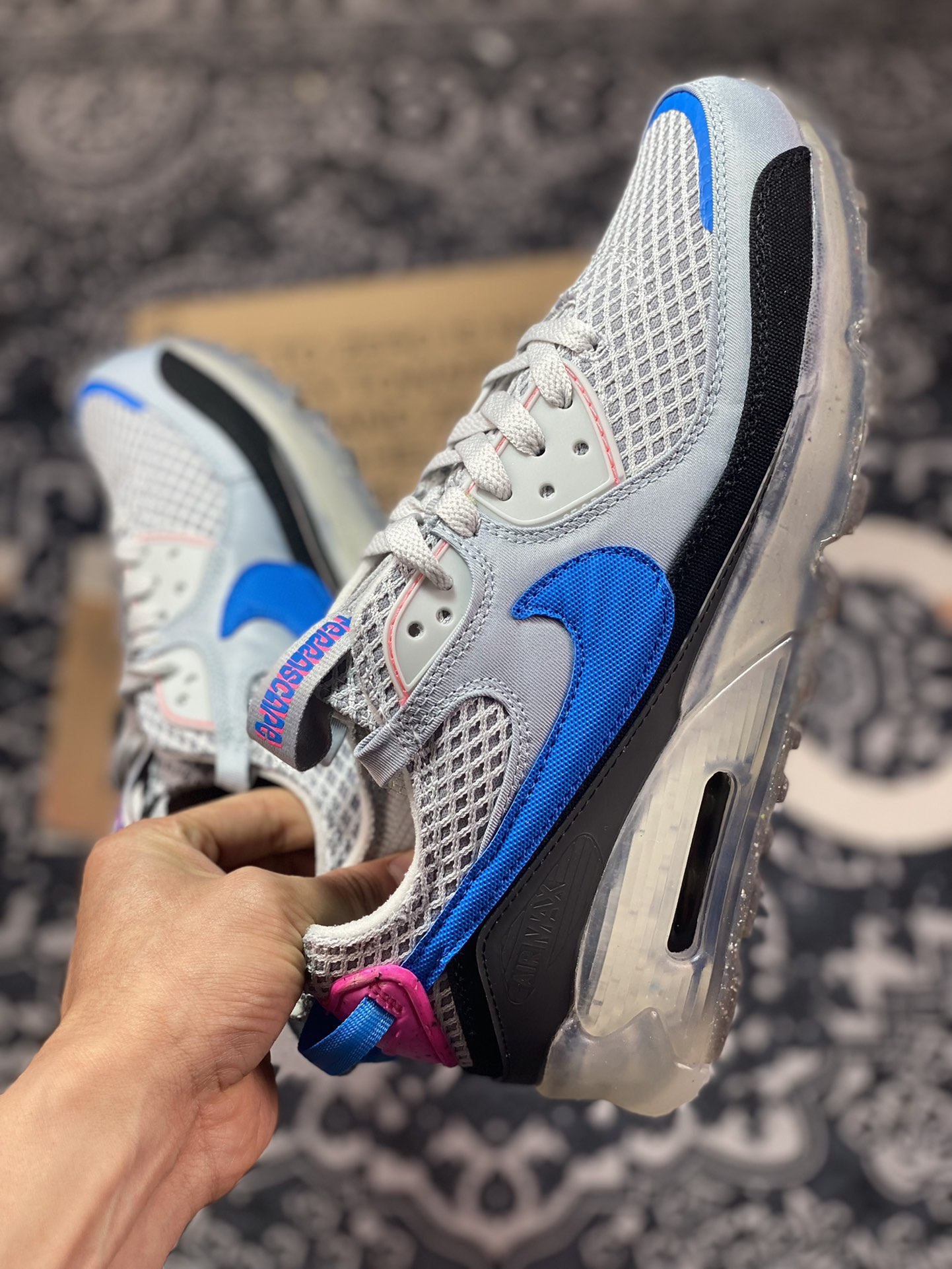 Nike Air Max Terrascape 90 ”ACG Miami” Mountain Terrain Series Classic Running Shoes ”Oxford Cloth Gray Black Blue Purple” DM0033-004