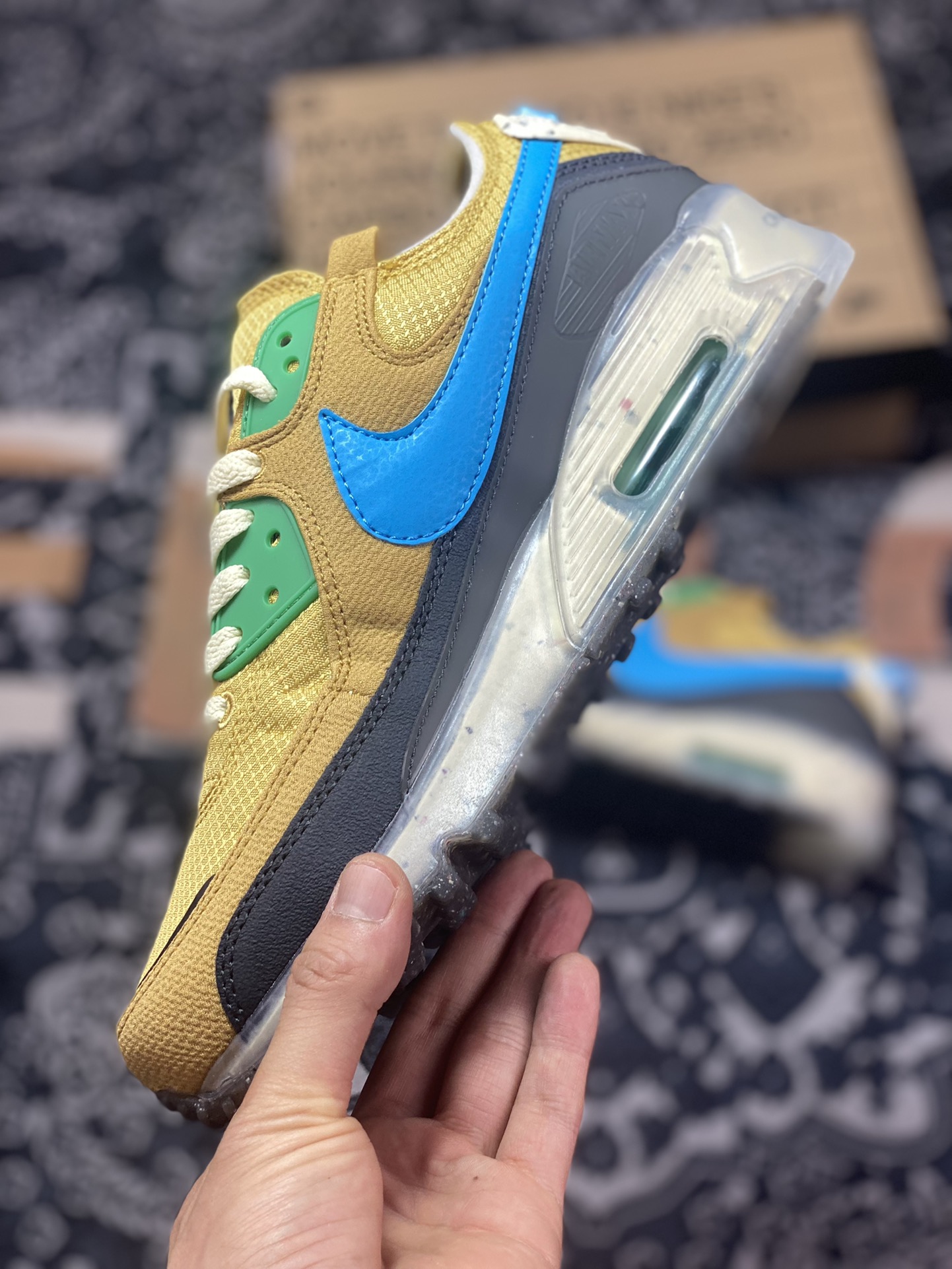 Nike Air Max Terrascape 90” Wheat Gold Stadium Green” Mountain Terrain Series Running Shoes ”Oxford Cloth Wheat Yellow Carbon Black Green Blue” DQ3987-700