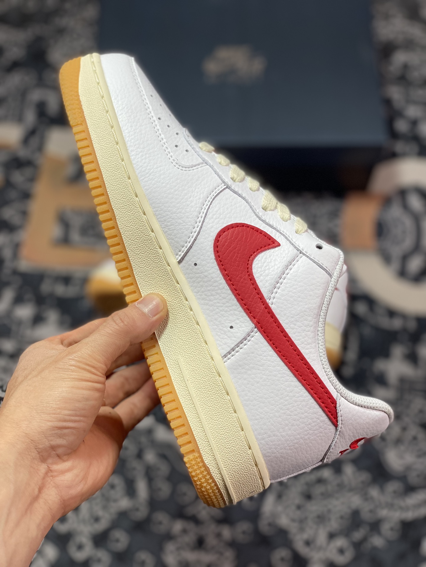 Nike Air Force 1'07 Low ”White/Red/Gum” Air Force One classic sneakers ”leather white black university red raw gum sole” FN3493-100