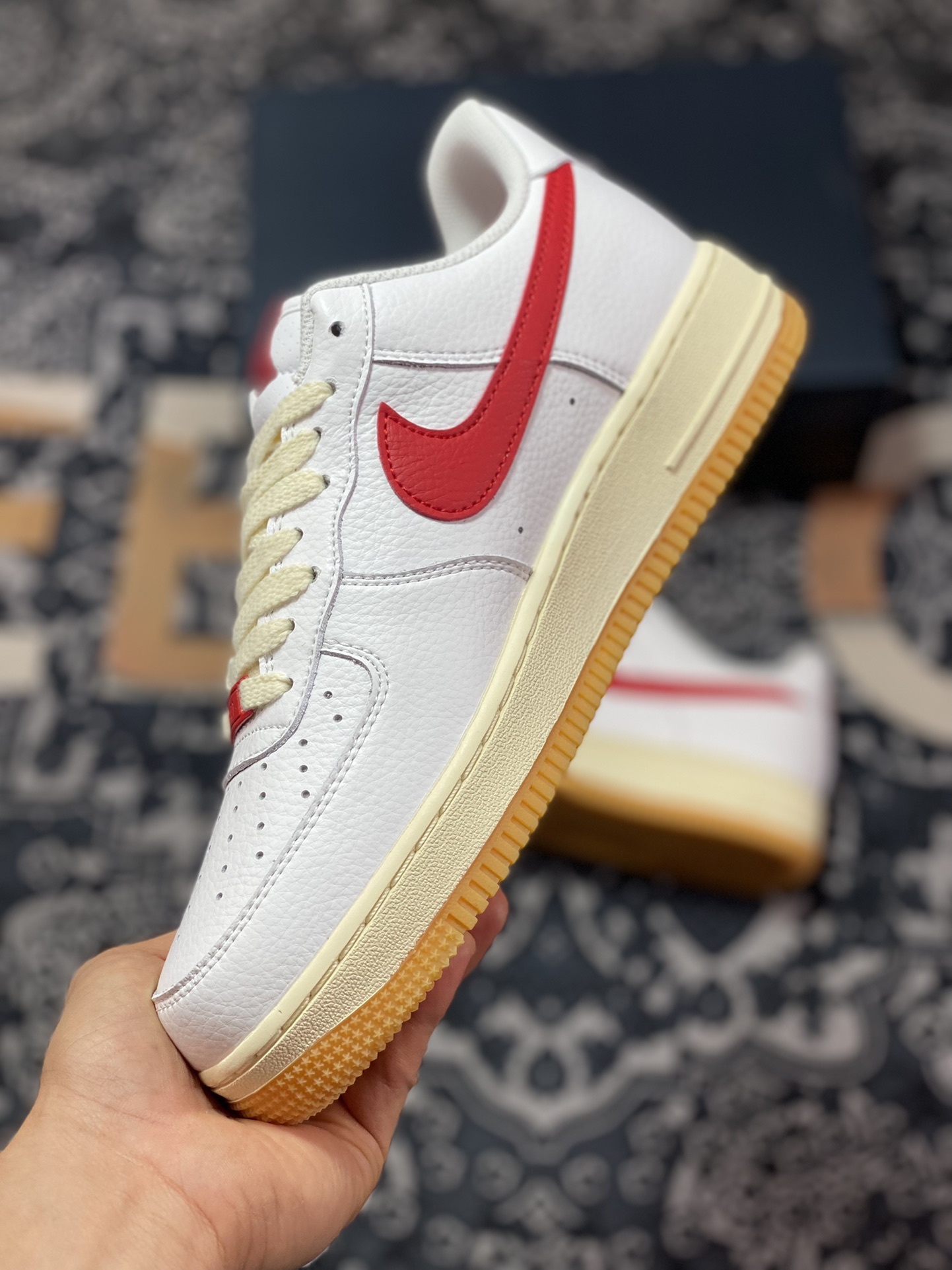 Nike Air Force 1'07 Low ”White/Red/Gum” Air Force One classic sneakers ”leather white black university red raw gum sole” FN3493-100