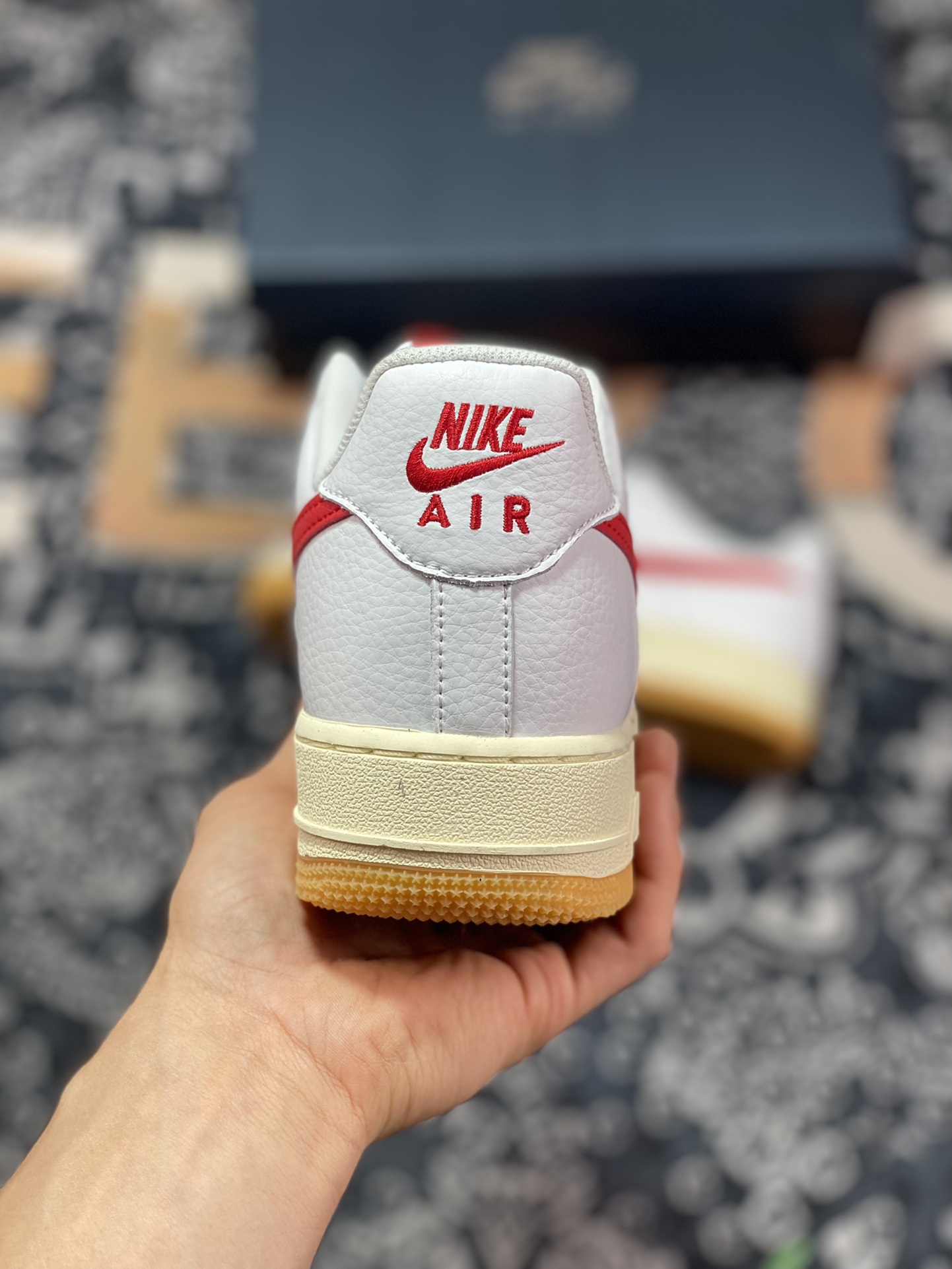 Nike Air Force 1'07 Low ”White/Red/Gum” Air Force One classic sneakers ”leather white black university red raw gum sole” FN3493-100