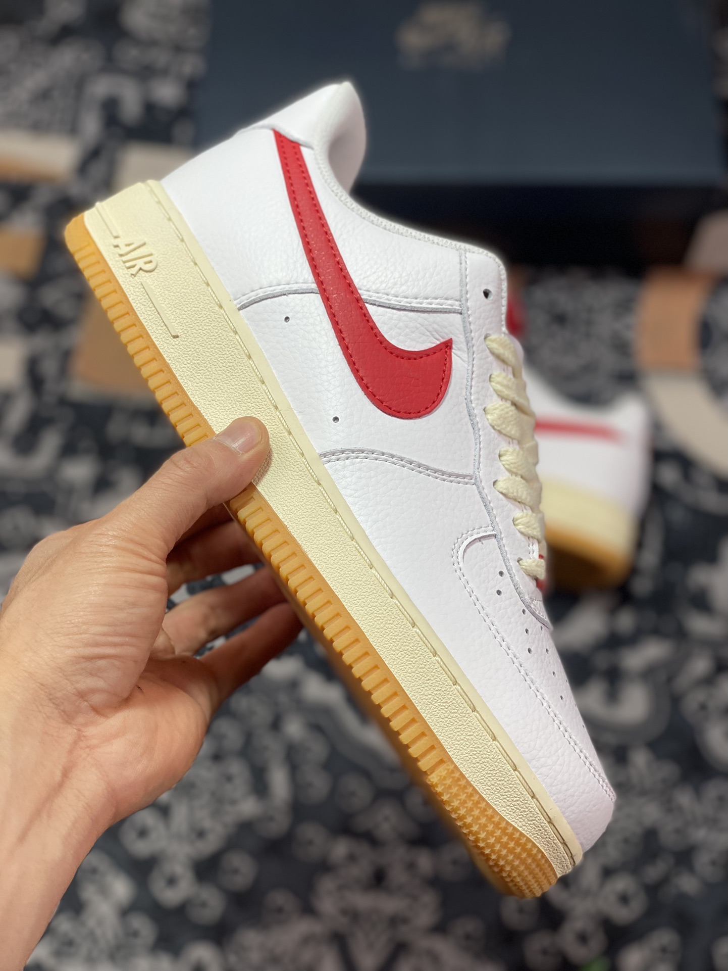 Nike Air Force 1'07 Low ”White/Red/Gum” Air Force One classic sneakers ”leather white black university red raw gum sole” FN3493-100