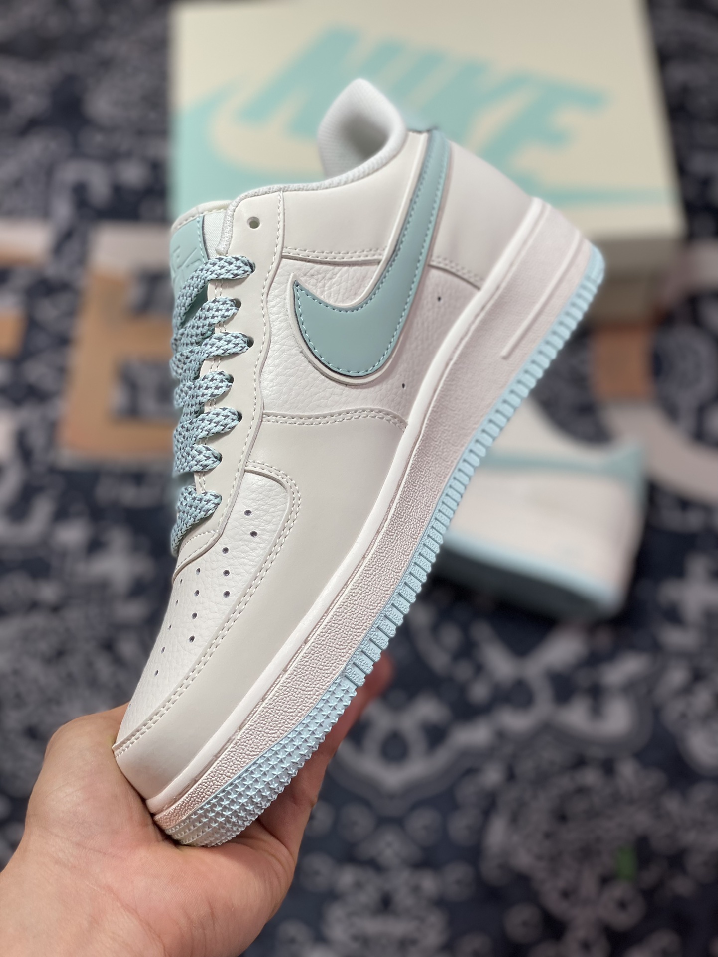 Nike Air Force 1'07 Low”Beige White/Mint Blue Reflective” Air Force One Sneakers GL6835-011