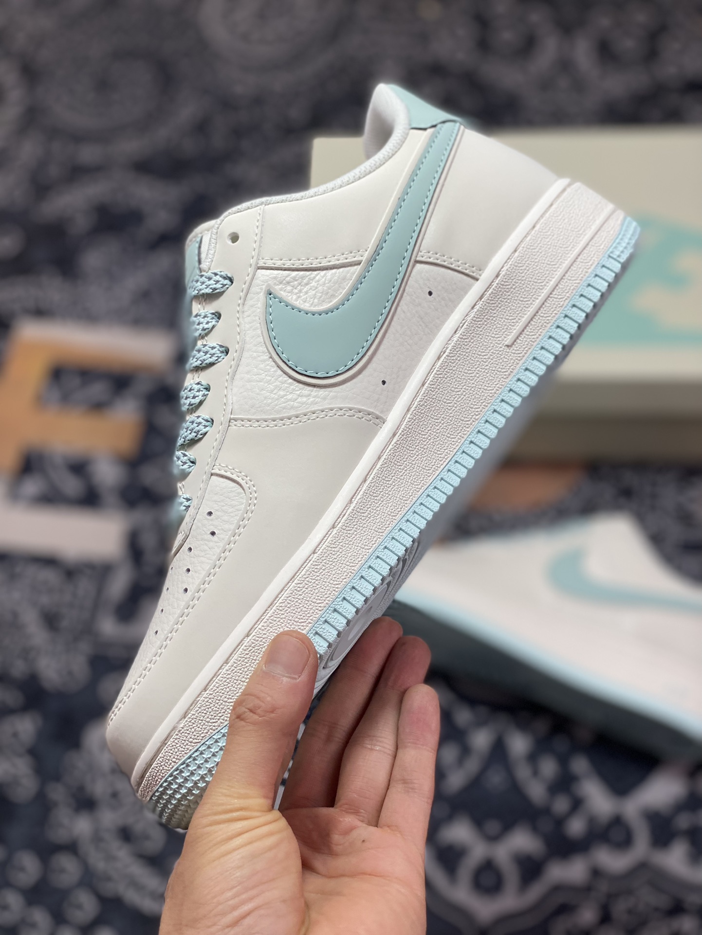 Nike Air Force 1'07 Low”Beige White/Mint Blue Reflective” Air Force One Sneakers GL6835-011