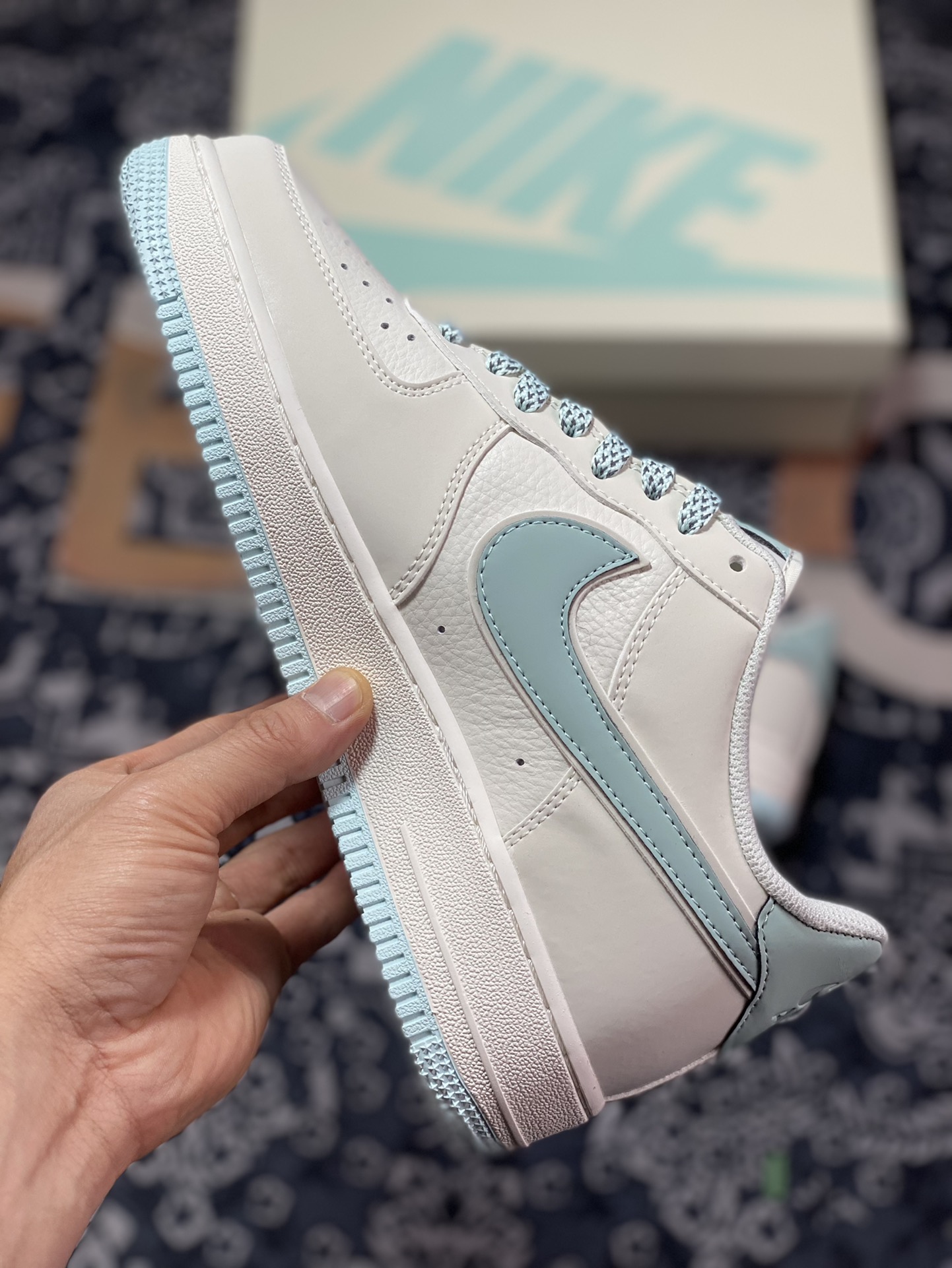 Nike Air Force 1'07 Low”Beige White/Mint Blue Reflective” Air Force One Sneakers GL6835-011