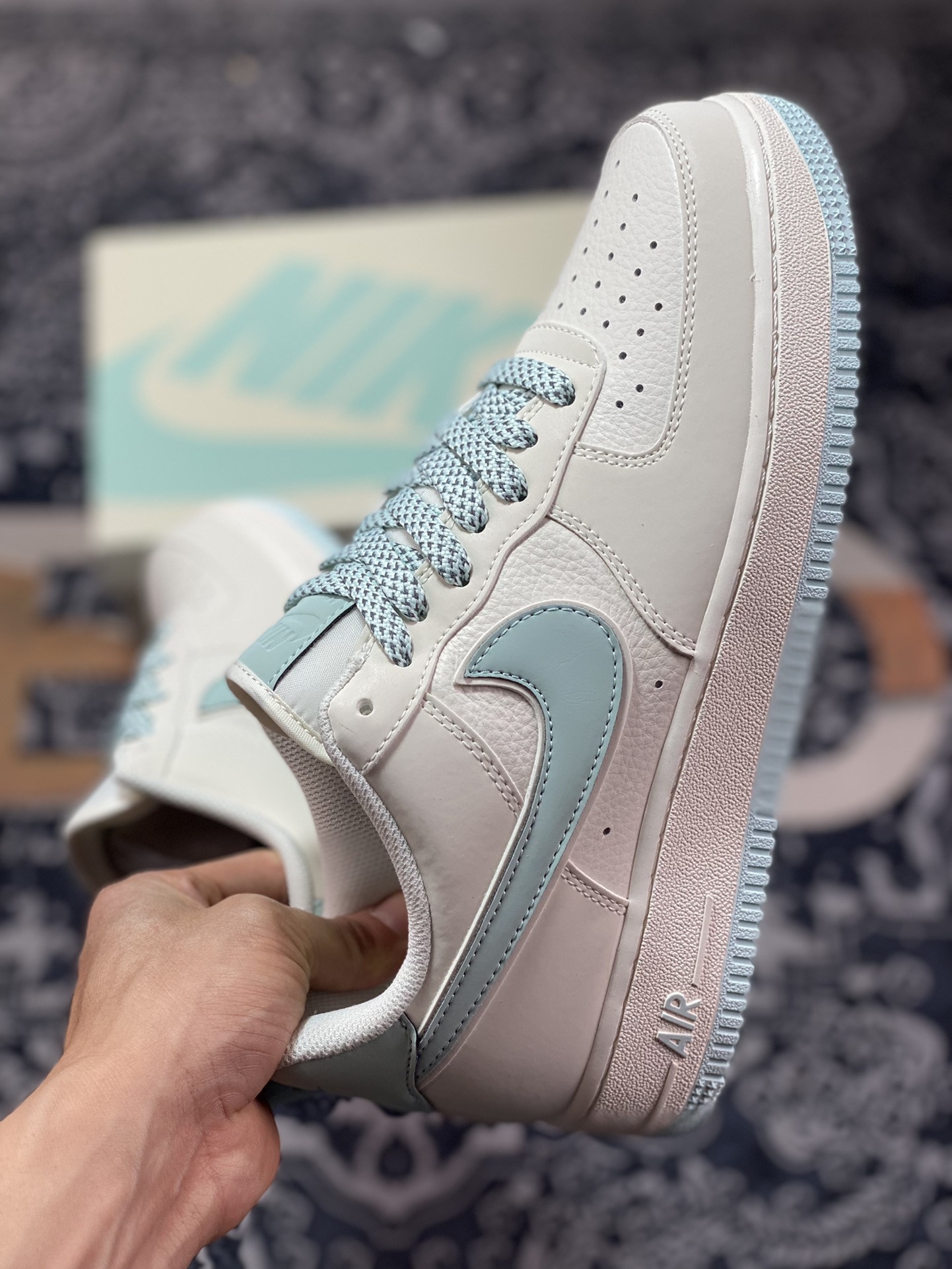 Nike Air Force 1'07 Low”Beige White/Mint Blue Reflective” Air Force One Sneakers GL6835-011