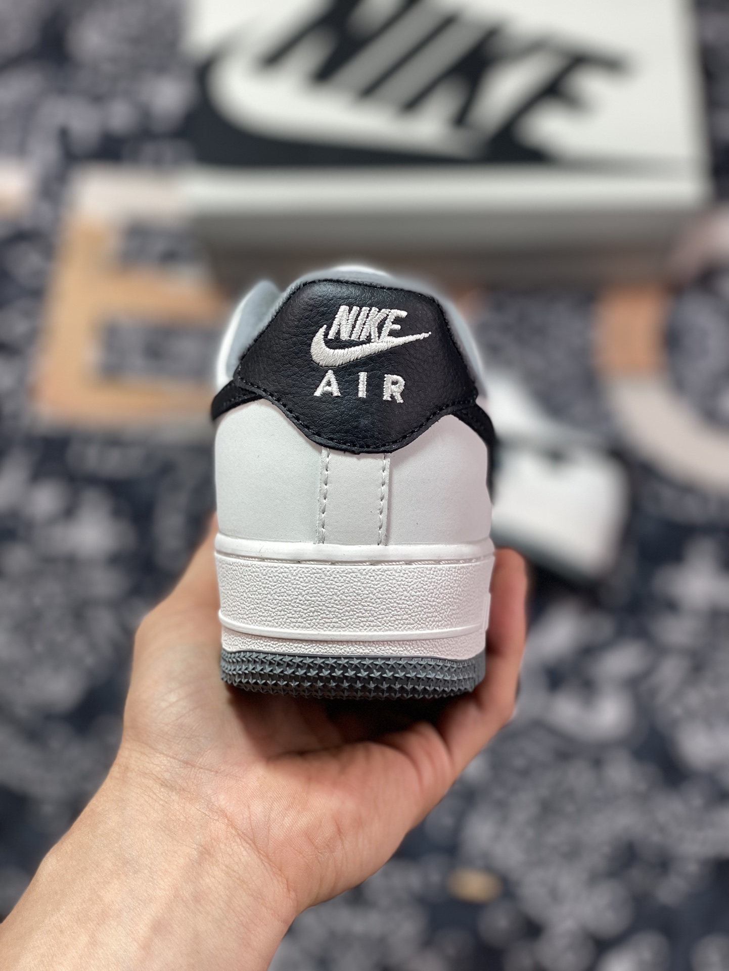 Nike Air Force 1 '07 Low QS ”Black/Sail White/Grey Mini Swoosh” Air Force One Sneakers ”Splicing Black, Rice and Gray Small Swoosh” DB3301-066