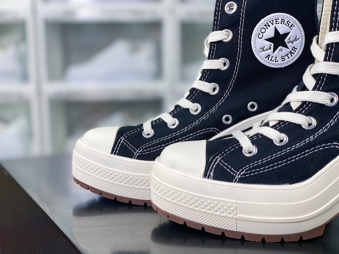 Converse All Star Chuck Taylor 1970s De Luxe Heel ”Black” High Heels ”Canvas Black and White” A05347C