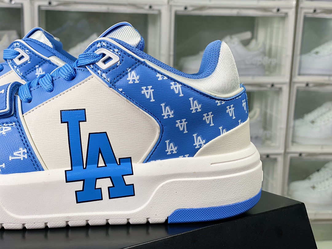 Chunky Liner Basic Mid Senior Shoes Series Low-top Daddy Style Lightweight Sneakers ”Velcro White North Carolina Blue LA Print” 3ASXLM13N-GP002C