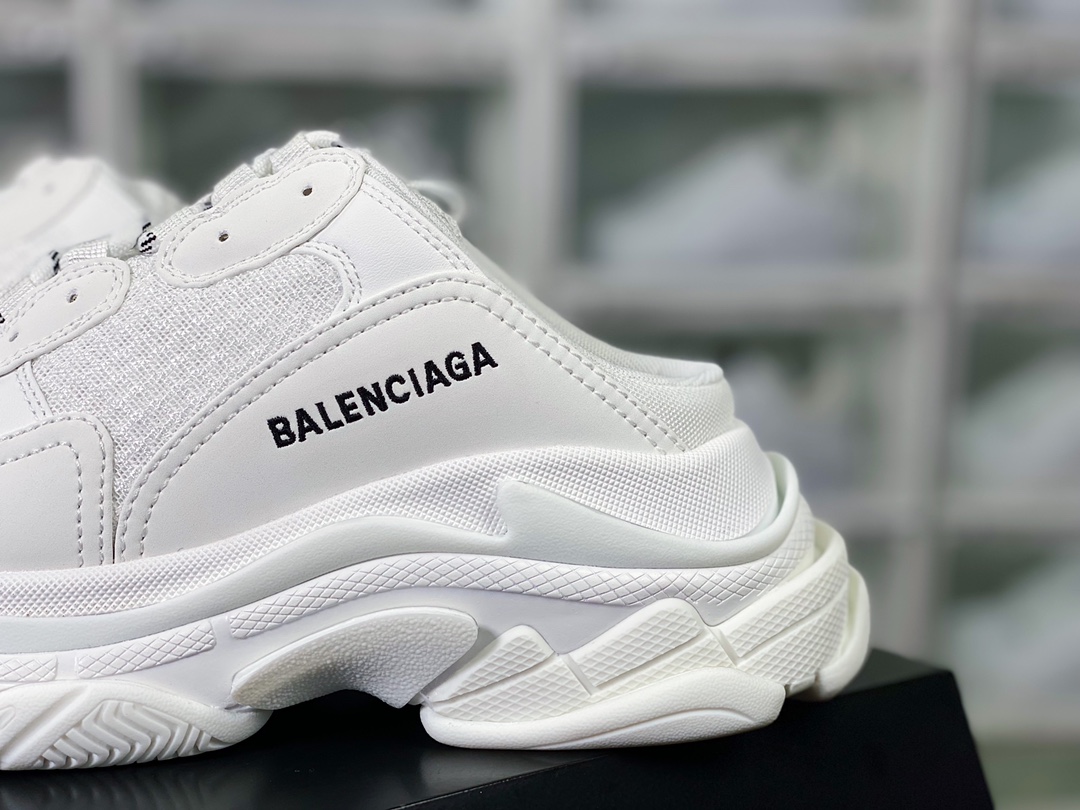 Balenciaga Track Mule Clear Sole Sneakers Retro Wild Running Grandpa Jogging Shoes ”White Half Slip” 653814 W2FA6 9710