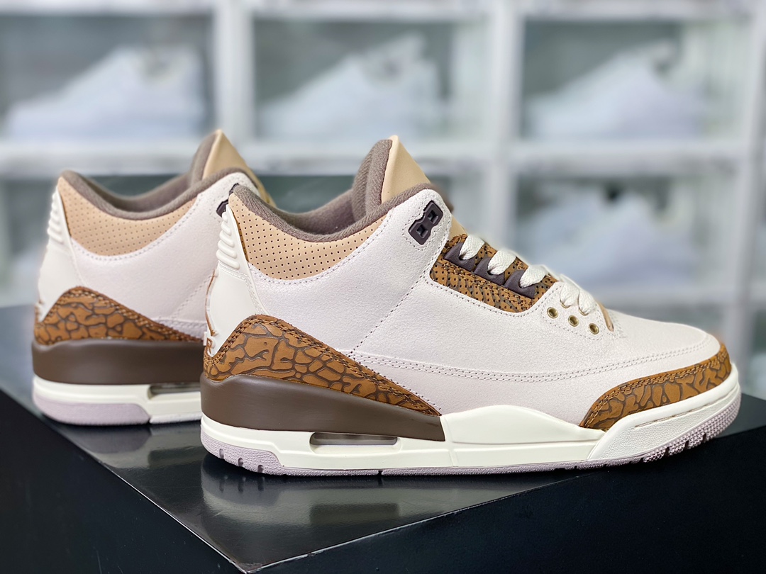 380 Air Jordan 3 Retro"Palamino"迈克尔·乔丹AJ3代中帮篮球鞋“摩卡棕米白爆裂纹”CT8532-102