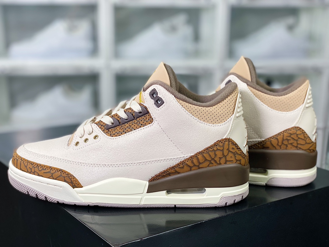 380 Air Jordan 3 Retro"Palamino"迈克尔·乔丹AJ3代中帮篮球鞋“摩卡棕米白爆裂纹”CT8532-102