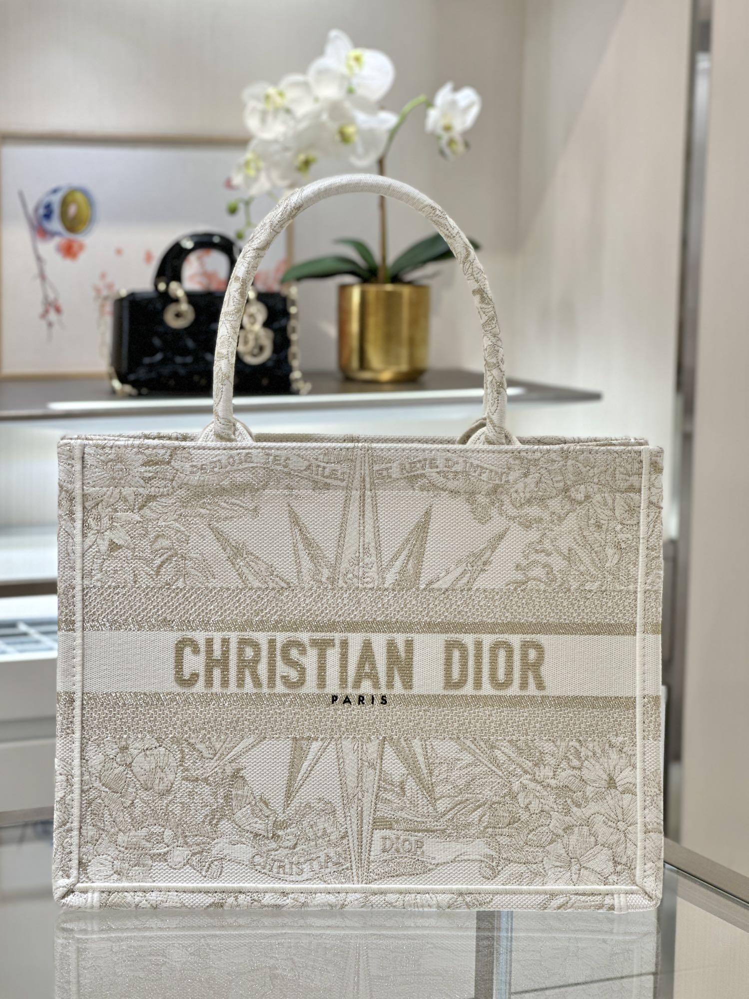 디올 Book Tote 36cm 골드 스타 토트백 레플리카