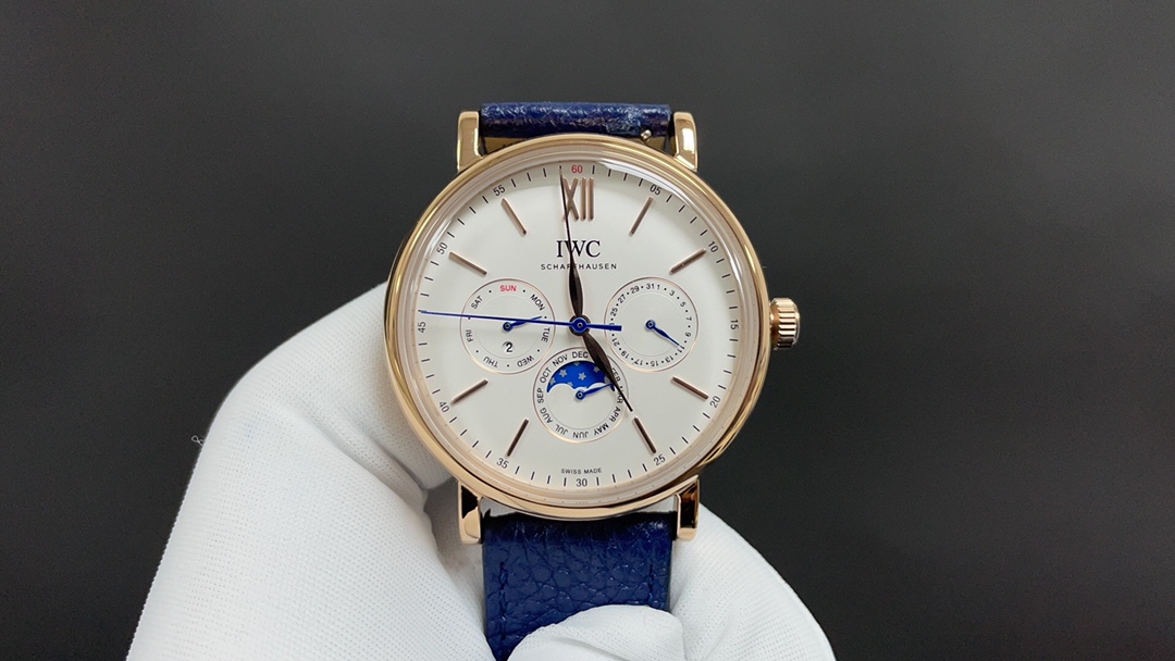 IWC Qualità dello specchio
 Orologio da Polso Blu Pelle di vitello bovina