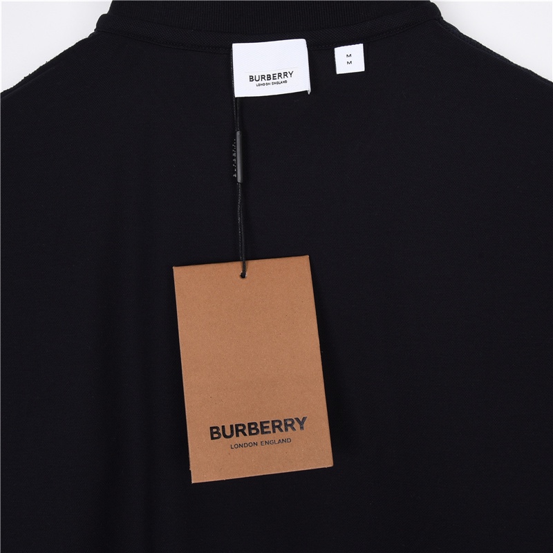 Burberry/巴宝莉 领口经典条纹元素Polo 短袖 藏蓝