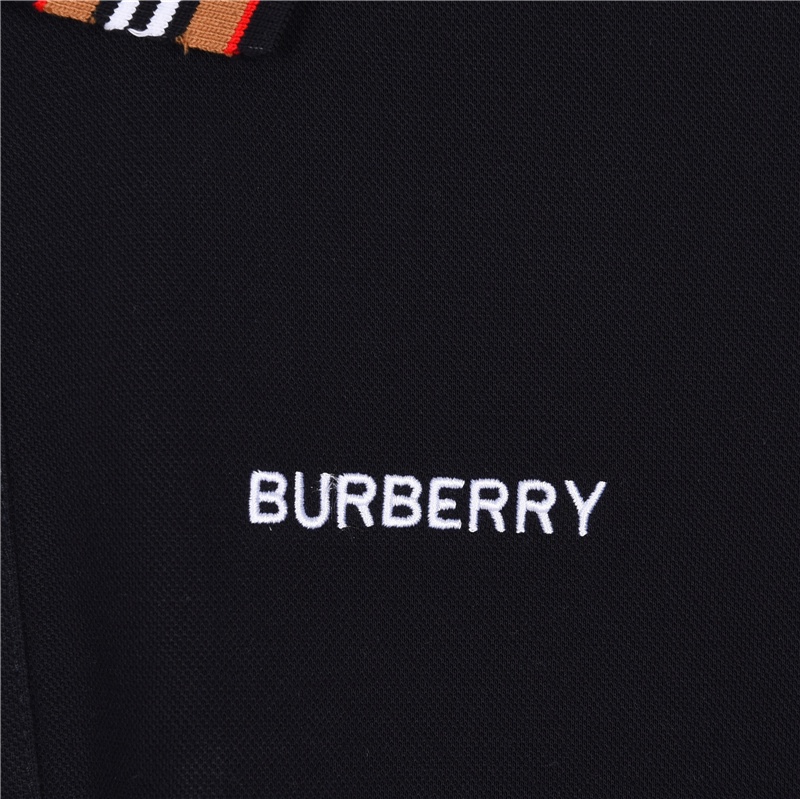 Burberry/巴宝莉 领口经典条纹元素Polo 短袖 藏蓝