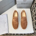 Brunello Cucinelli Shoes Loafers Chamois Cowhide Rubber TPU