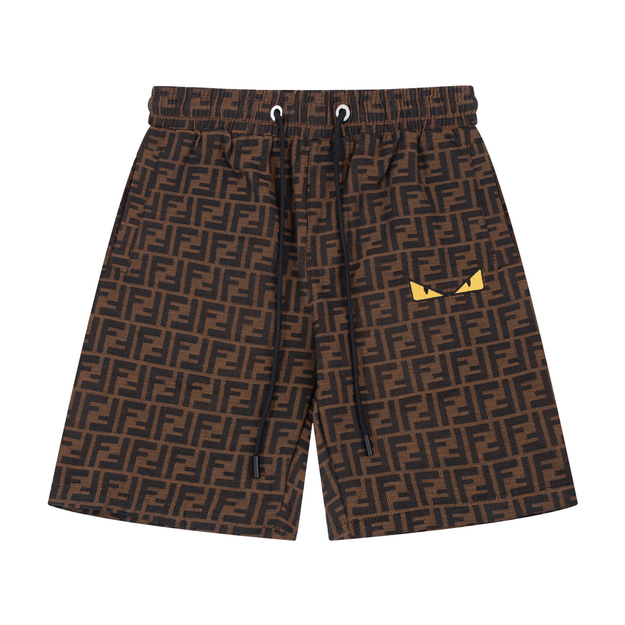 Pantalones cortos jacquard oxford FENDl Fendi 24SS nuevos, tejido personalizado, logo bordado. Corte ajustado y con vol…