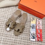 Hermes Shoes Sandals Chamois Genuine Leather Fashion