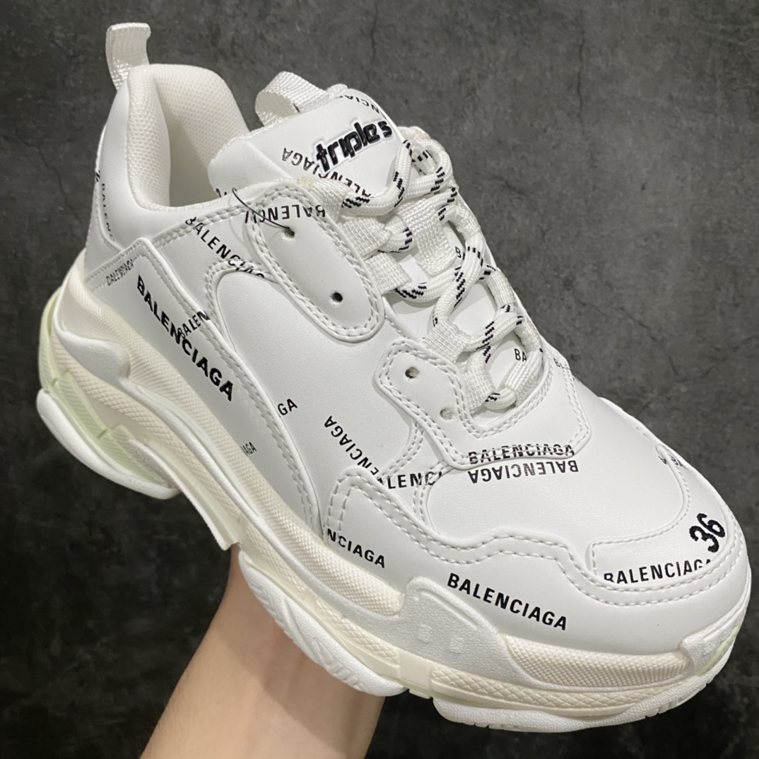 420 Good纯原版本 Balenciaga Triple S 弹幕满印白色