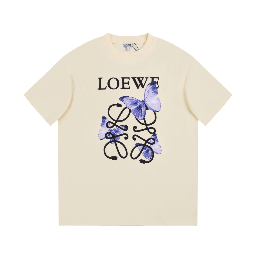 Loewe Abbigliamento T-Shirt Colore albicocca Nero Stampa Unisex Cotone Maniche corte